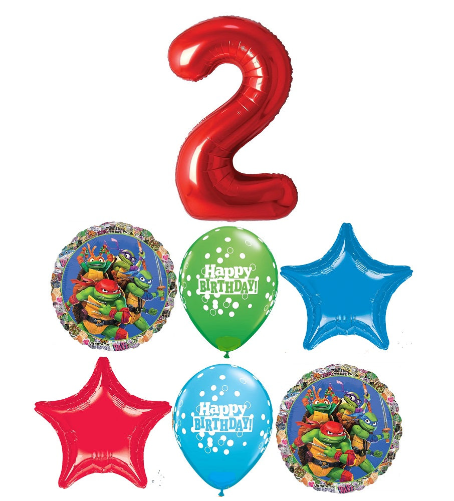 Teenage Mutant Ninja Turtles Red Number Age Birthday Balloon Bouquet