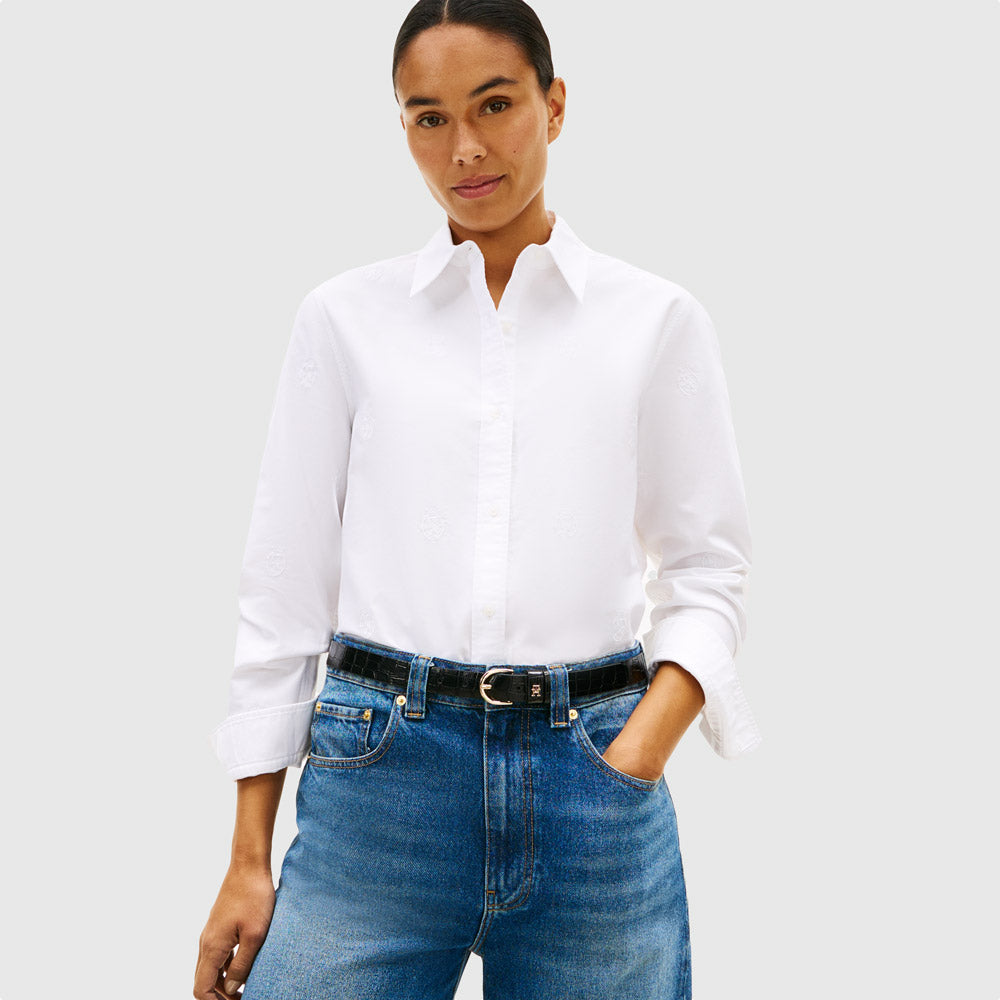 Tommy Hilfiger Oxford Aop Relaxed Shirt - White |ThirdBaseUrban