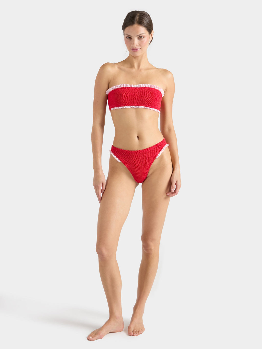 Tracey Frill Bikini - Red/Ballet Pink
