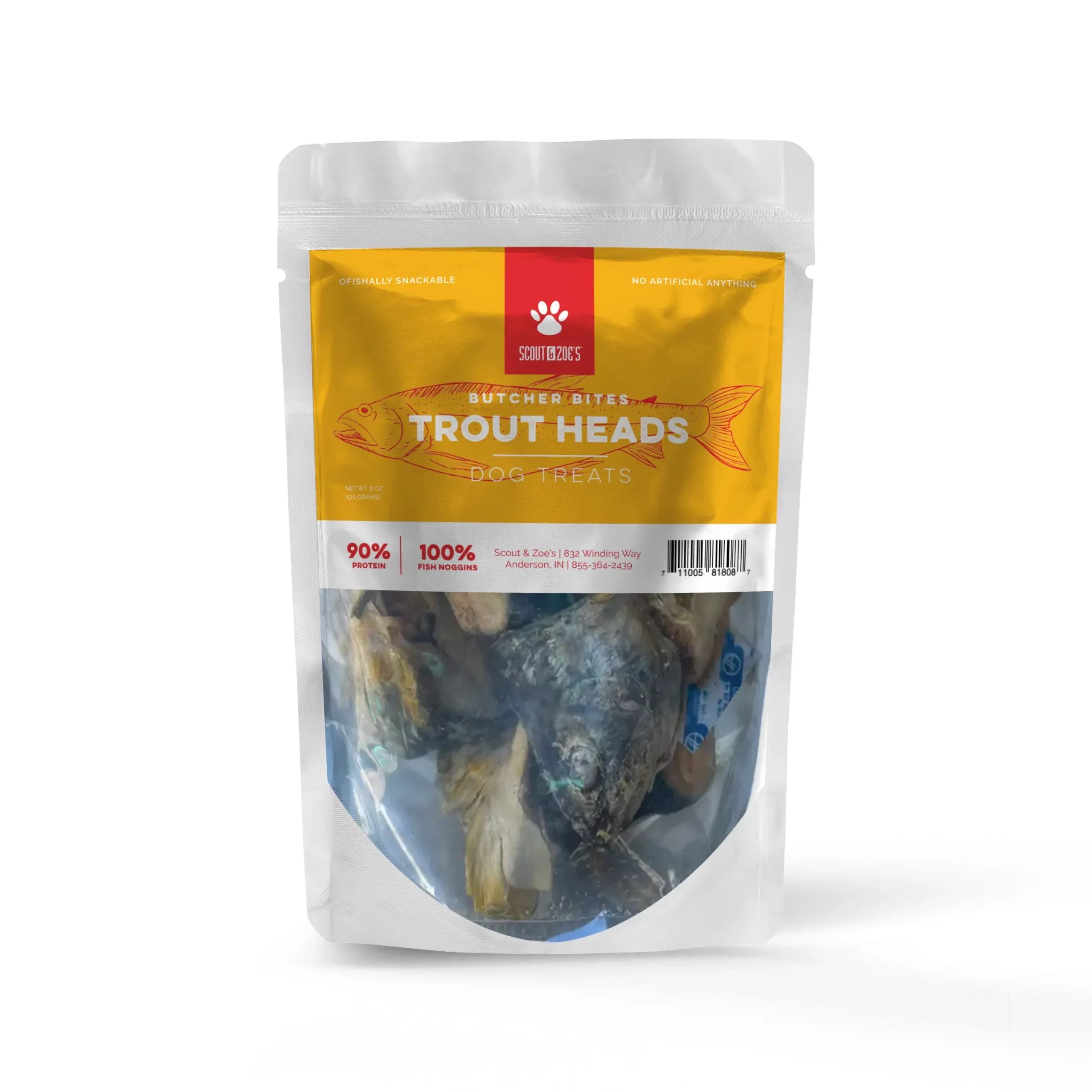 Freeze-Dried Trout Heads Pet Treats, Single Ingredient, 6 oz