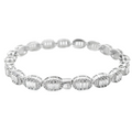 925 Sterling Silver Oval Bracelet with Baguette and CZ Stones