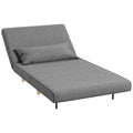 Fauteuil convertible 1 place 94 x 78 x 80 cm dossier réglable 6 positions assise rembourrée scandinave en polyester gris 21_0003006