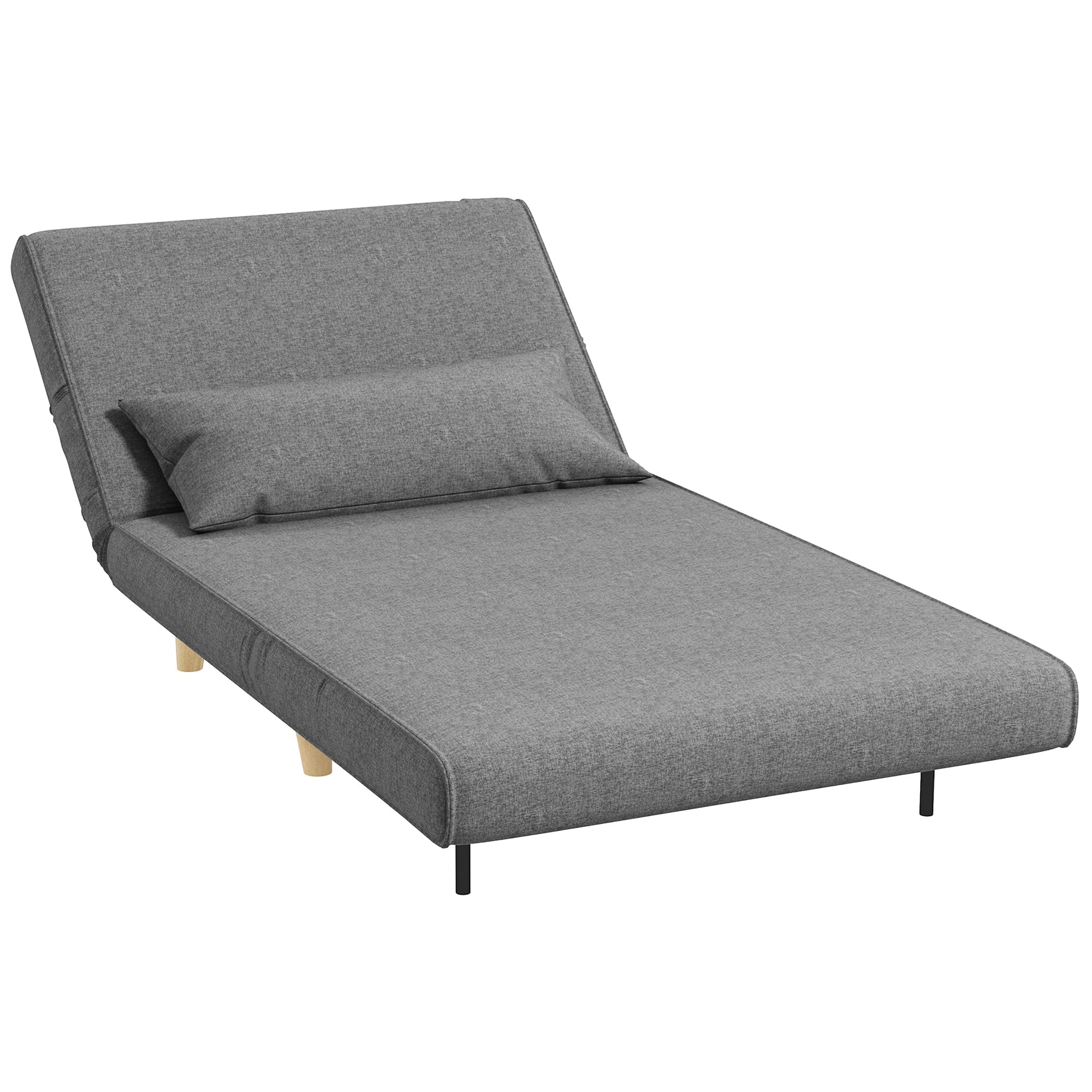 Fauteuil convertible 1 place 94 x 78 x 80 cm dossier réglable 6 positions assise rembourrée scandinave en polyester gris 21_0003006