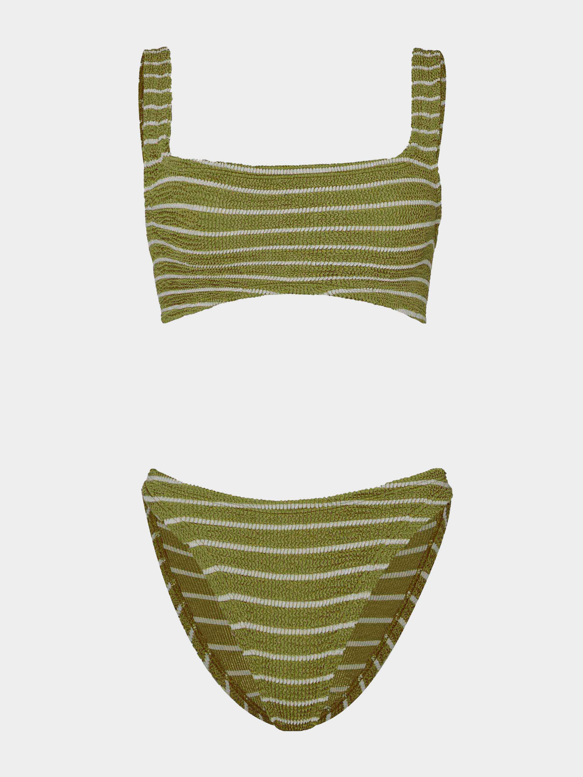 Xandra Bikini - Metallic Moss/White Stripe