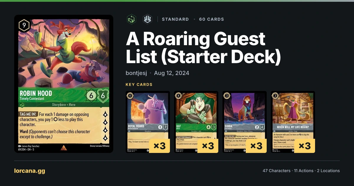 A Roaring Guest List (Starter Deck) Lorcana Deck