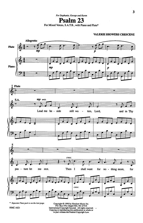 Psalm 23 Satb Valerie Crescenz