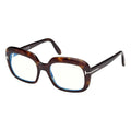 Tom Ford Eyeglasses Square Full Rim, Dark Havana Frame And Clear/blue Light Block Lenses Lens Ft6096-B052