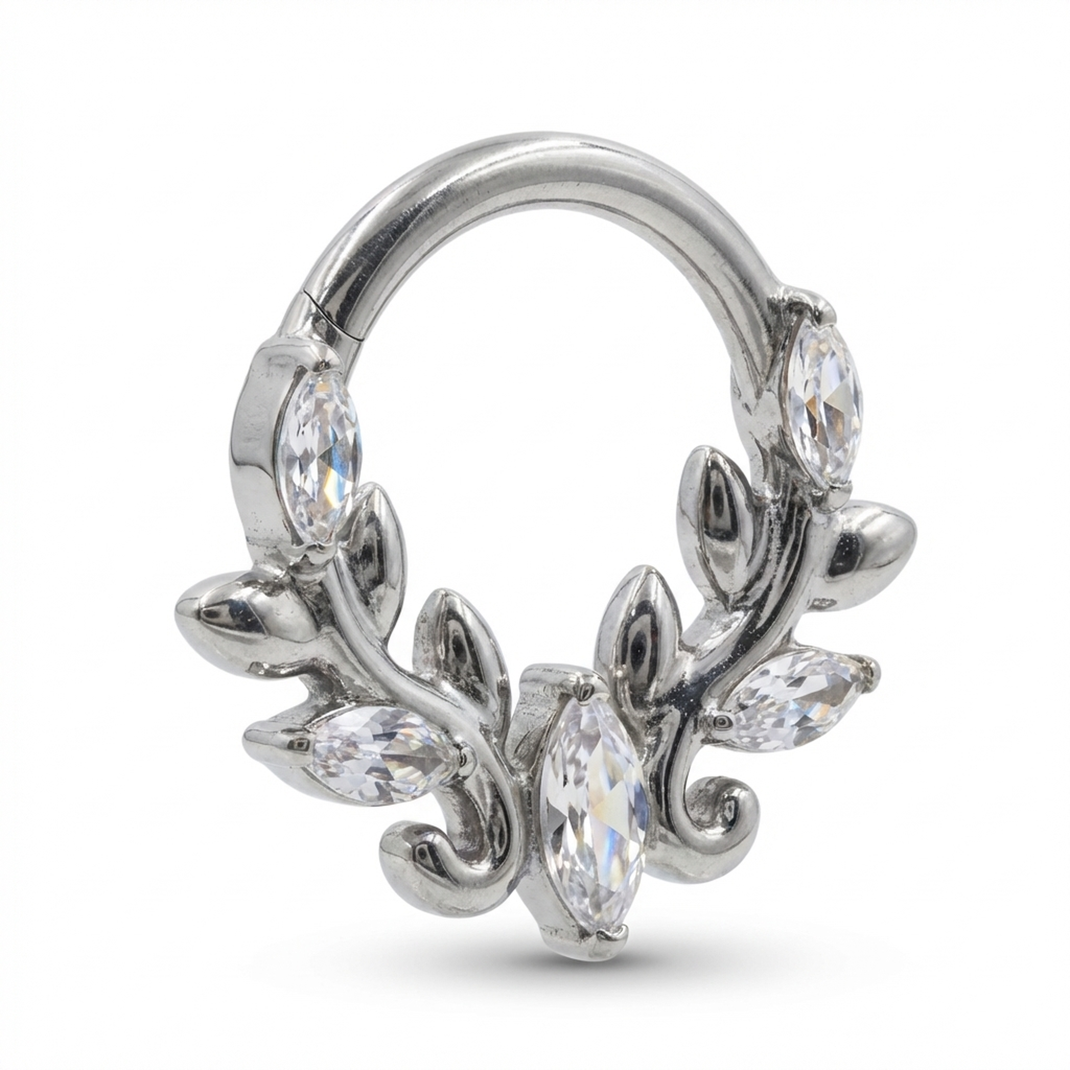 Piercing con ramoscelli di zirconi in Titanio G23 - Piercing per Lobo, helix, daith, septum