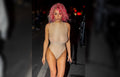 Bianca Censori Struts Around Paris In Sheer Body Suit & Pink Hair