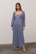 Pleated Cutout Midi Dress