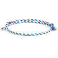 Bracelet cordon Sumatra tressage chevronné violet jaune blanc bleu nœuds coulissants