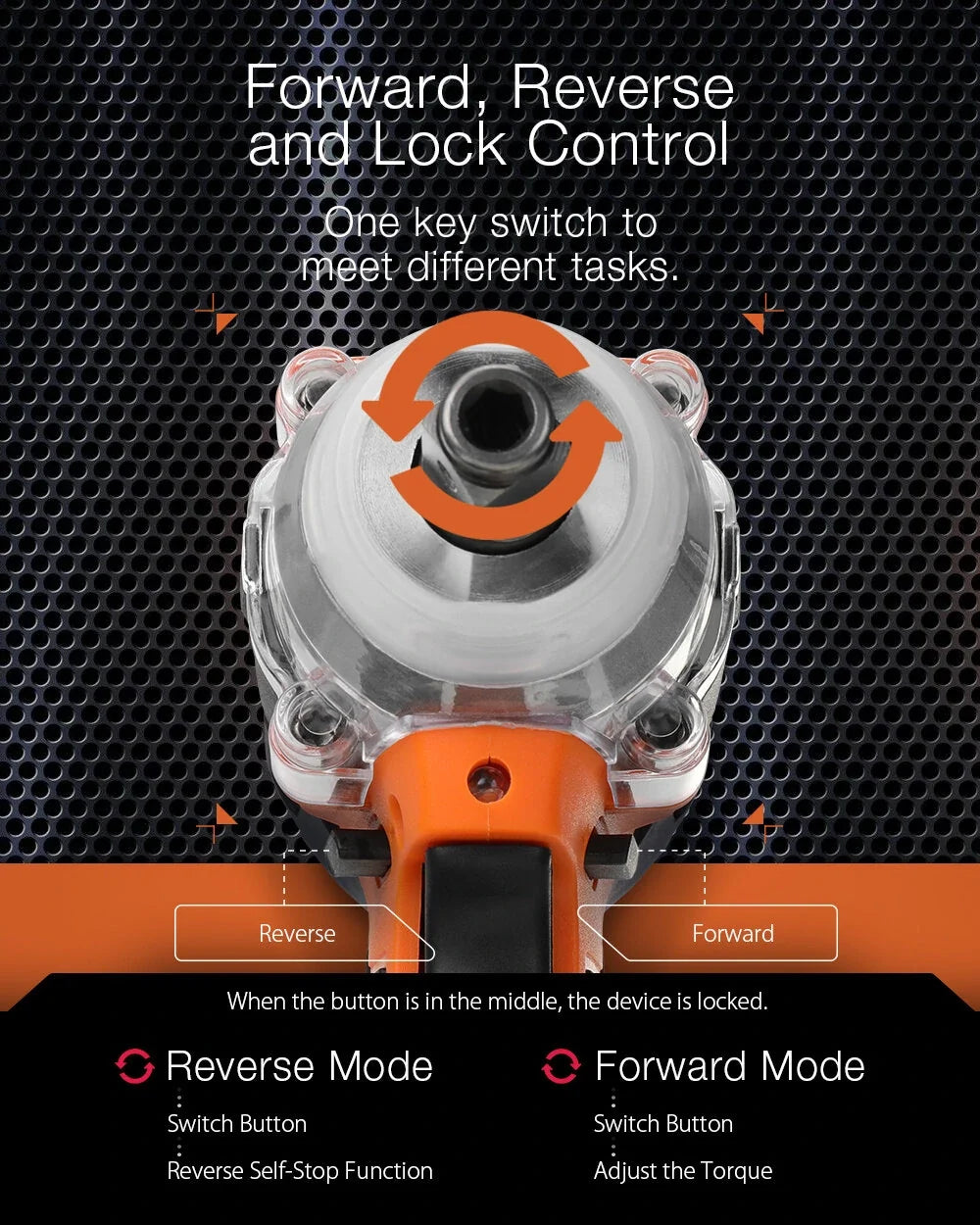 Topshak TS-PW1A 380N.M Brushless Electric Impact Wrench with LED Light & Battery for Woodworking & Maintenance