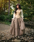 Women’s Renaissance Fair Stays Corset Costume in Beige- Ren Faire - Medieval Fantasy Cosplay - 2 Piece Skirt & Corset - The Diana -