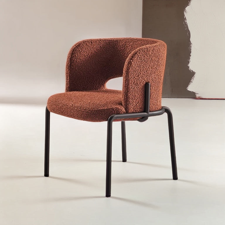 Black steel frame dining chair with brushed gunmetal legs, modern design, by BEACON, model DC022A.