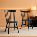 Navy Blue Windsor Spindle Solid Wood Dining Chair Set Of 2