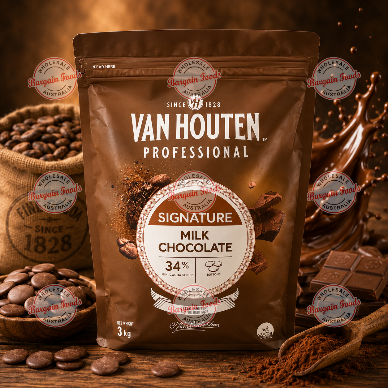 Van Houten Couverture 34% Milk Chocolate Melts - 3kg