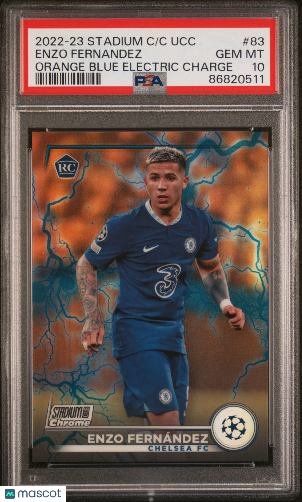 2022 Stadium Club Chrome RC Auto Enzo Fernandez Orange Ref #/10 PSA 10 Argentina