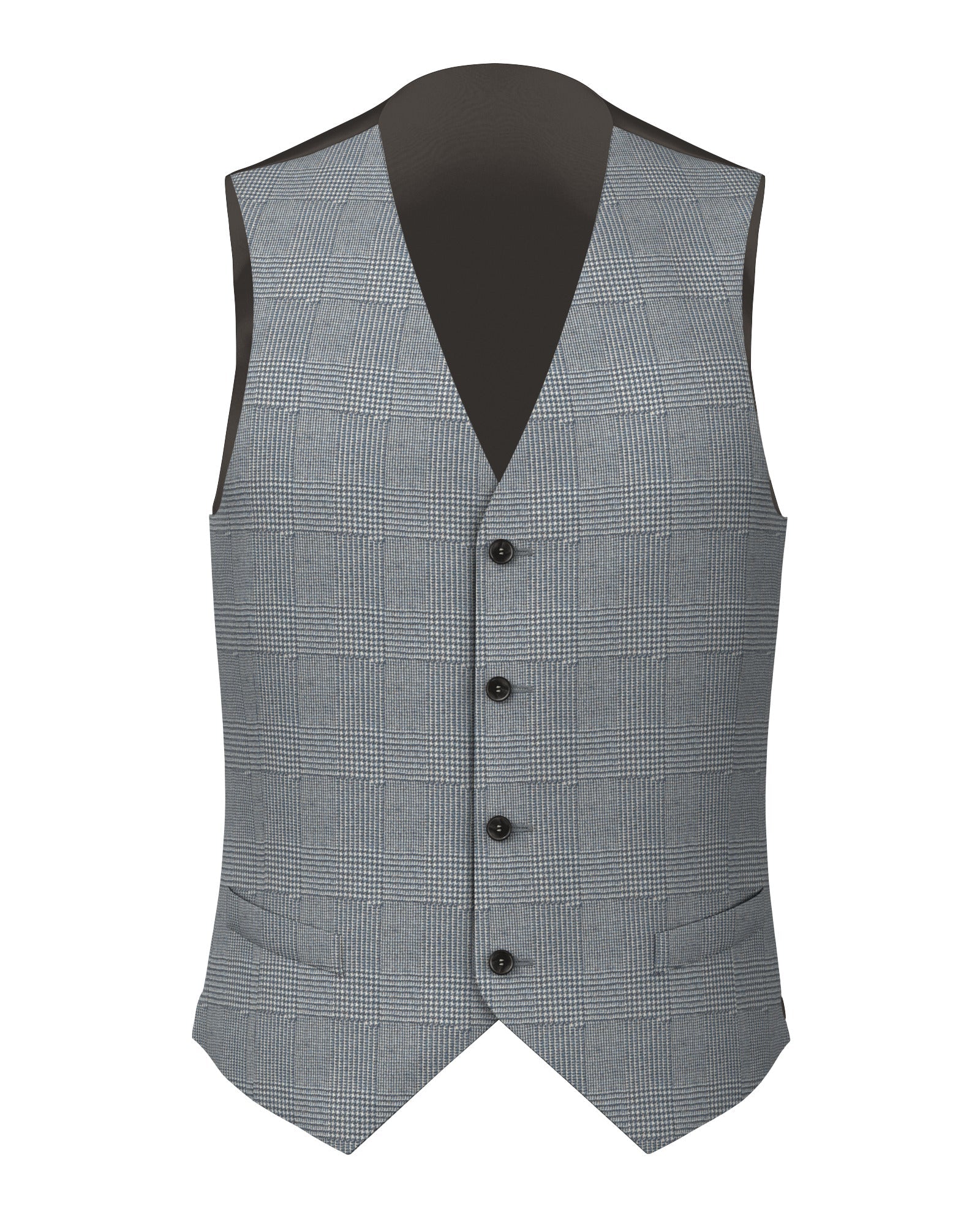 Gilet en laine prince de galles bleu clair