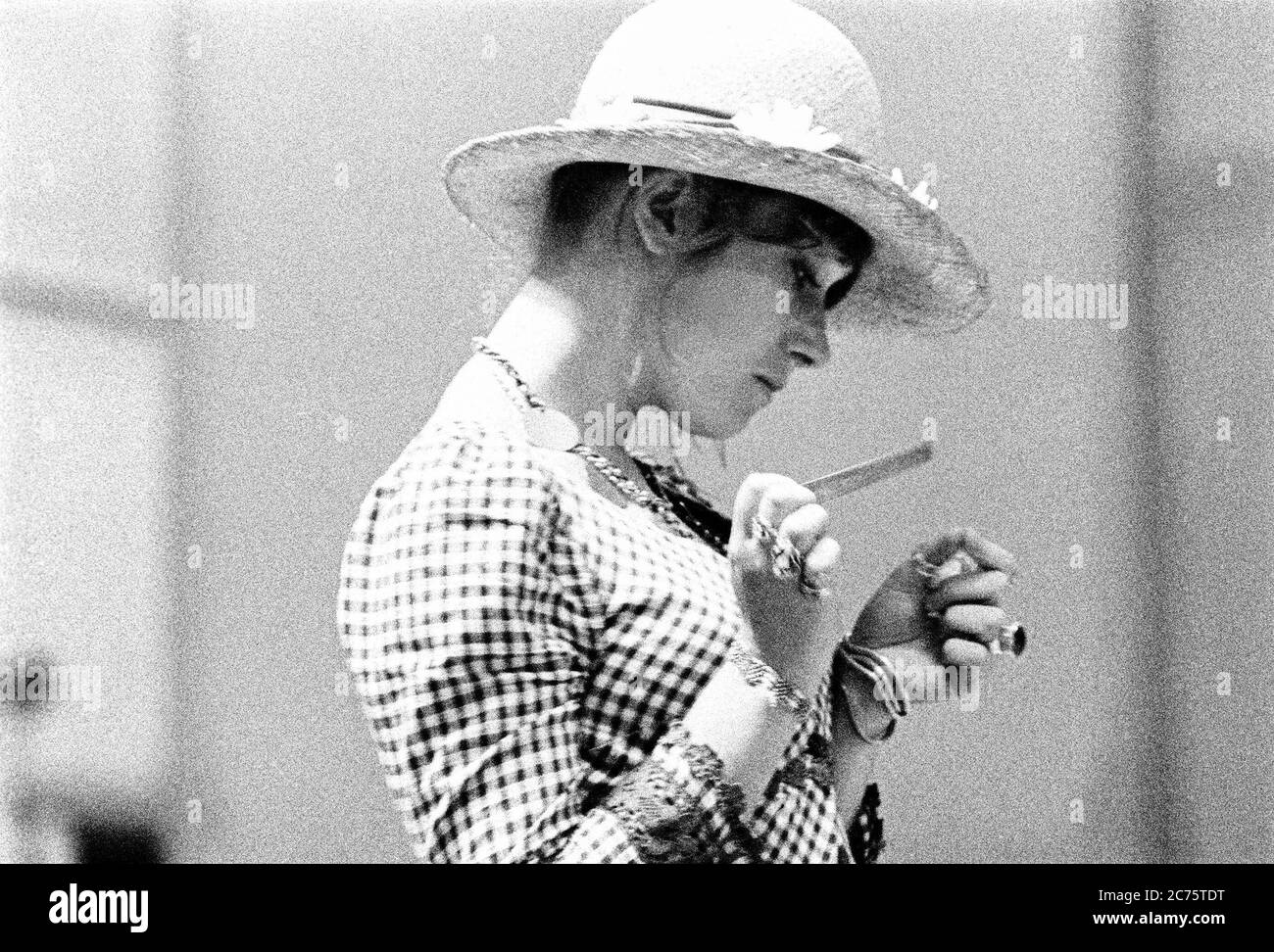 Helen Mirren in rehearsal as Julia in THE TWO GENTLEMEN OF VERONA by Shakespeare at the Royal Shakespeare Theatre, Royal Shakespeare Company (RSC), Stratford-upon-Avon, England 1970 design: Daphne Dare lighting: John Bradley