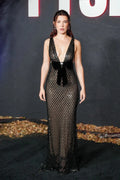 Millie Bobby Brown Wears See-Through Mesh Dress With Plunging Neckline
