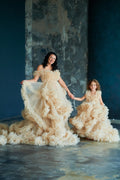 Beige Mommy and me dress, Mommy and me dress photoshoot, Mother daughter matching dress, Mommy and me dresses