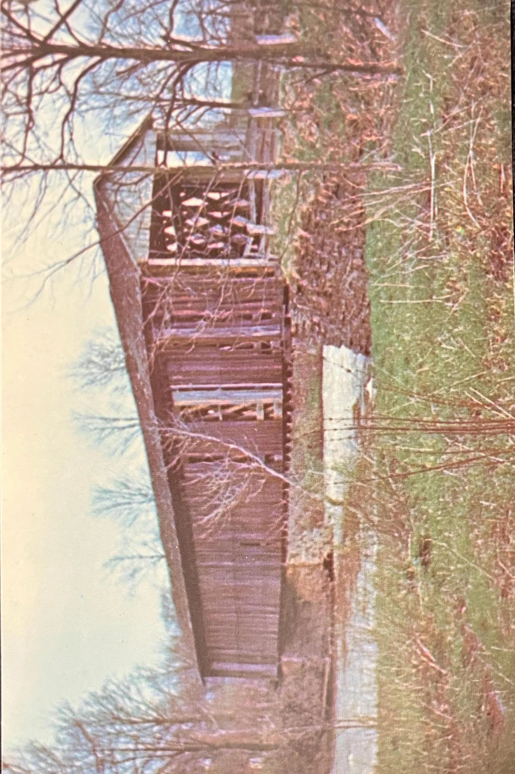 Dewey Road Bridge in Ashtabula County, Ohio - Photo: Carl Lawrence - Vintage Covered Bridge Postcard