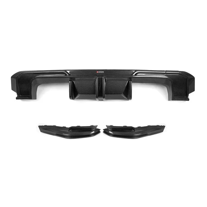 SooQoo BMW G80 & G81 M3 Rear Diffuser + Rear Splitters In Gloss Carbon Fibre