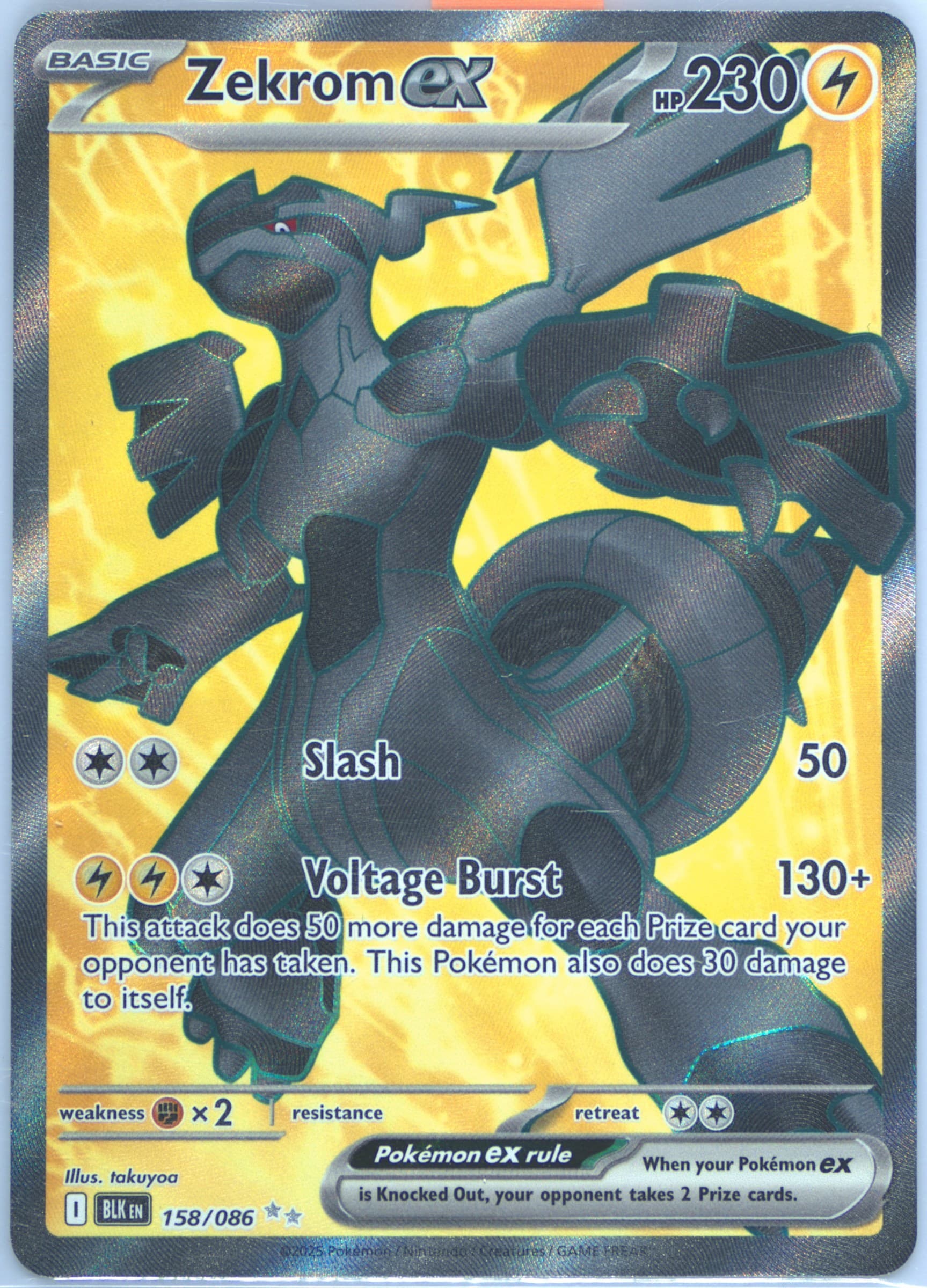 Zekrom EX 2025 Pokemon Black Bolt Ultra Rare #158 PSA Authenticated 10 Card