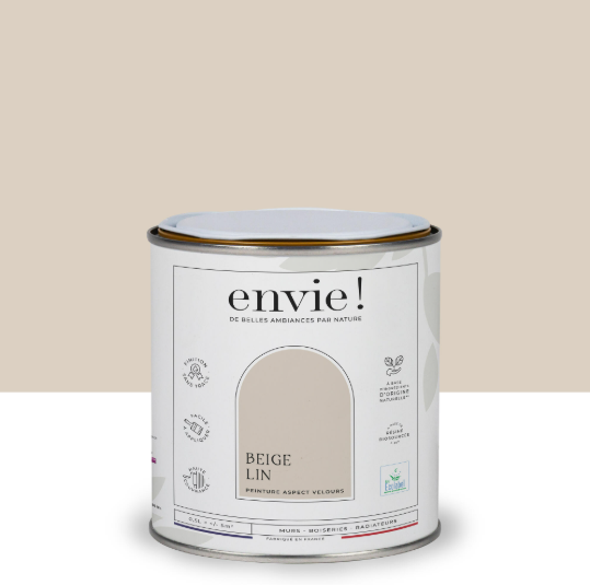 Peinture mur, boiserie, radiateur beige lin velours ENVIE Biosourcée 0.5L