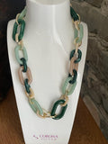 Corona Silver Resin Necklace Green