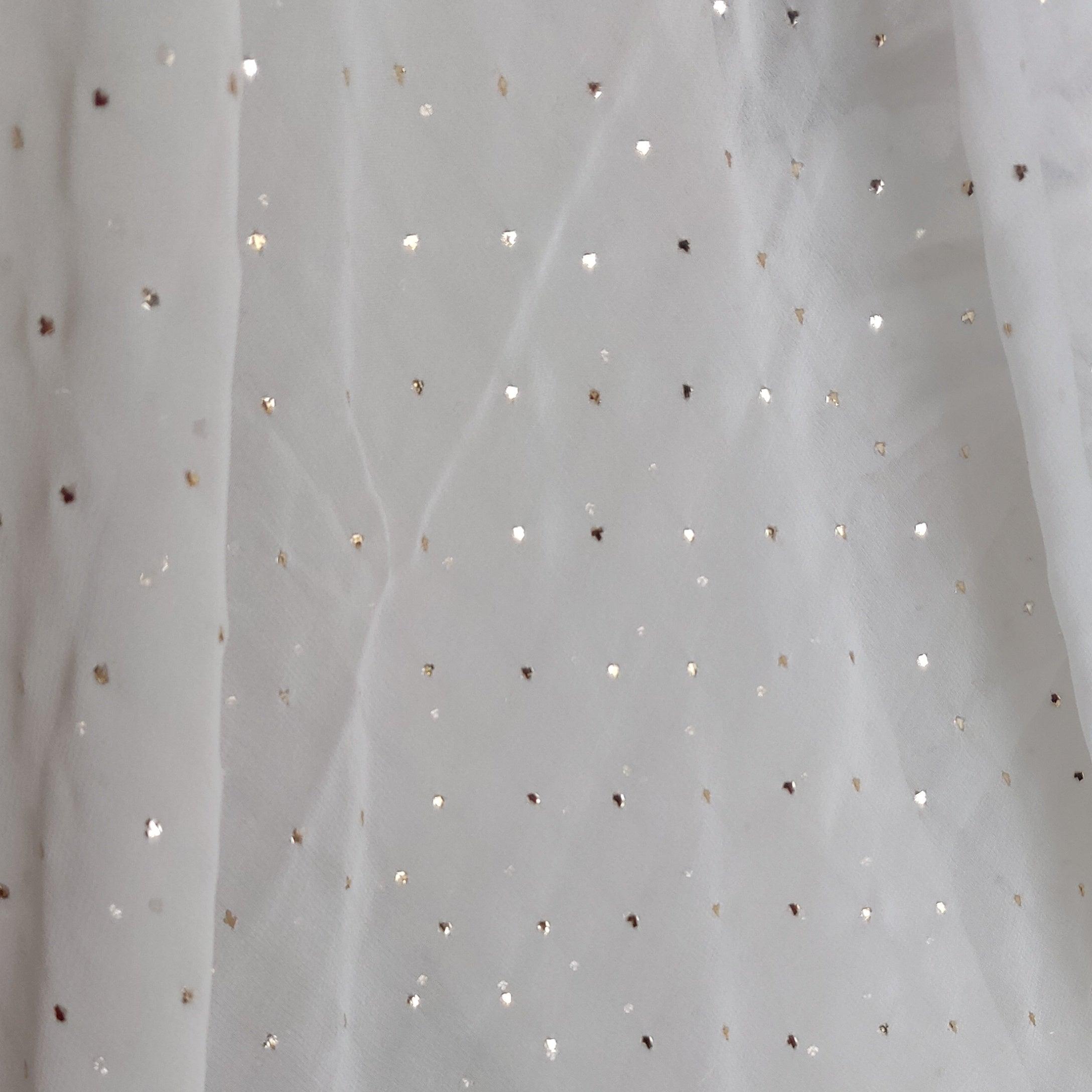 Ivory pure georgette allover mukaish running material - Lucknowi Andaaz