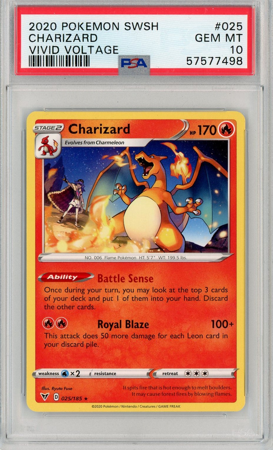 PSA 10 GEM MINT - Charizard 025/185 - Amazing Rare - Vivid Voltage 2020