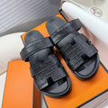 HM Chypre Sandal Black Crocodile Skin 205482