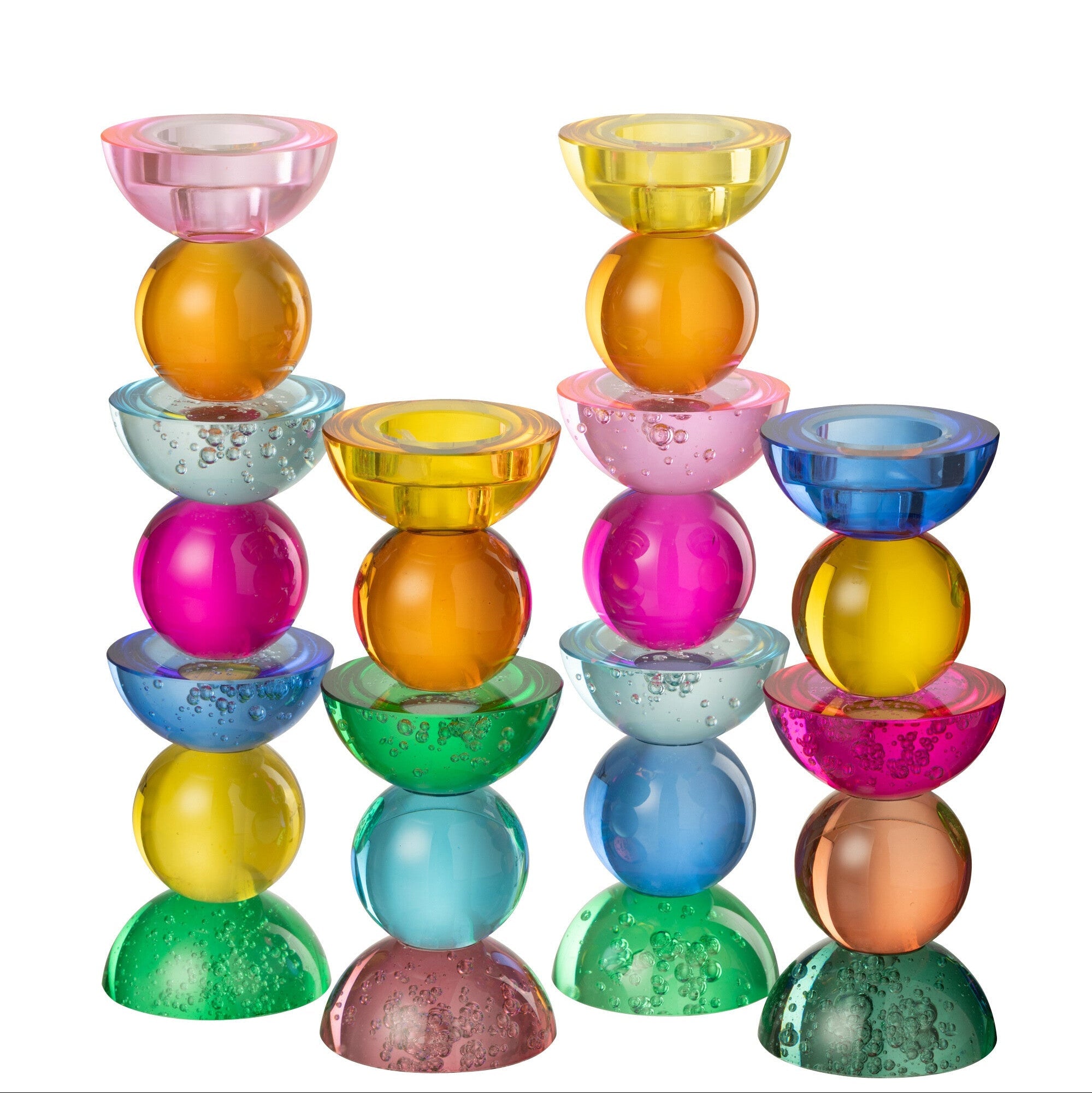 Kaarshouder Glas Meerkleurig Large Set van 2 J-Line - Kaarshouder - J-Line - livinglovely.nl