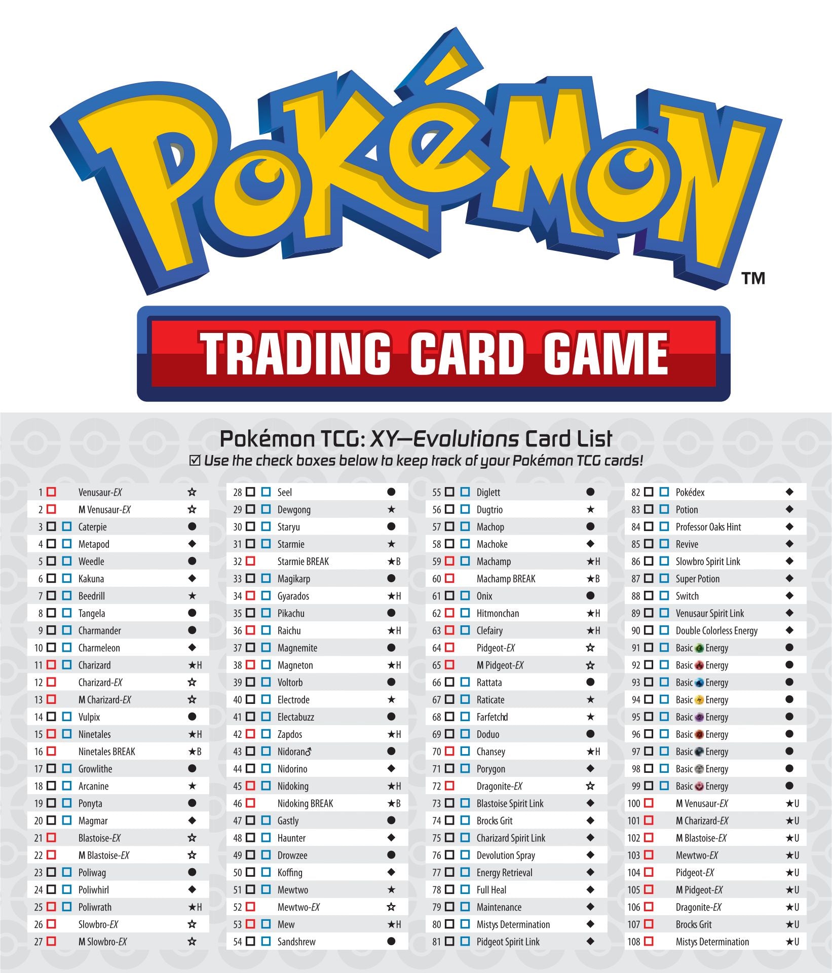 Pokemon Card Checklist - 10 Free PDF Printables