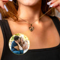 Love Photo Necklace featuring a heart-shaped pendant showcasing a personal photo, by Brother & Sisters.