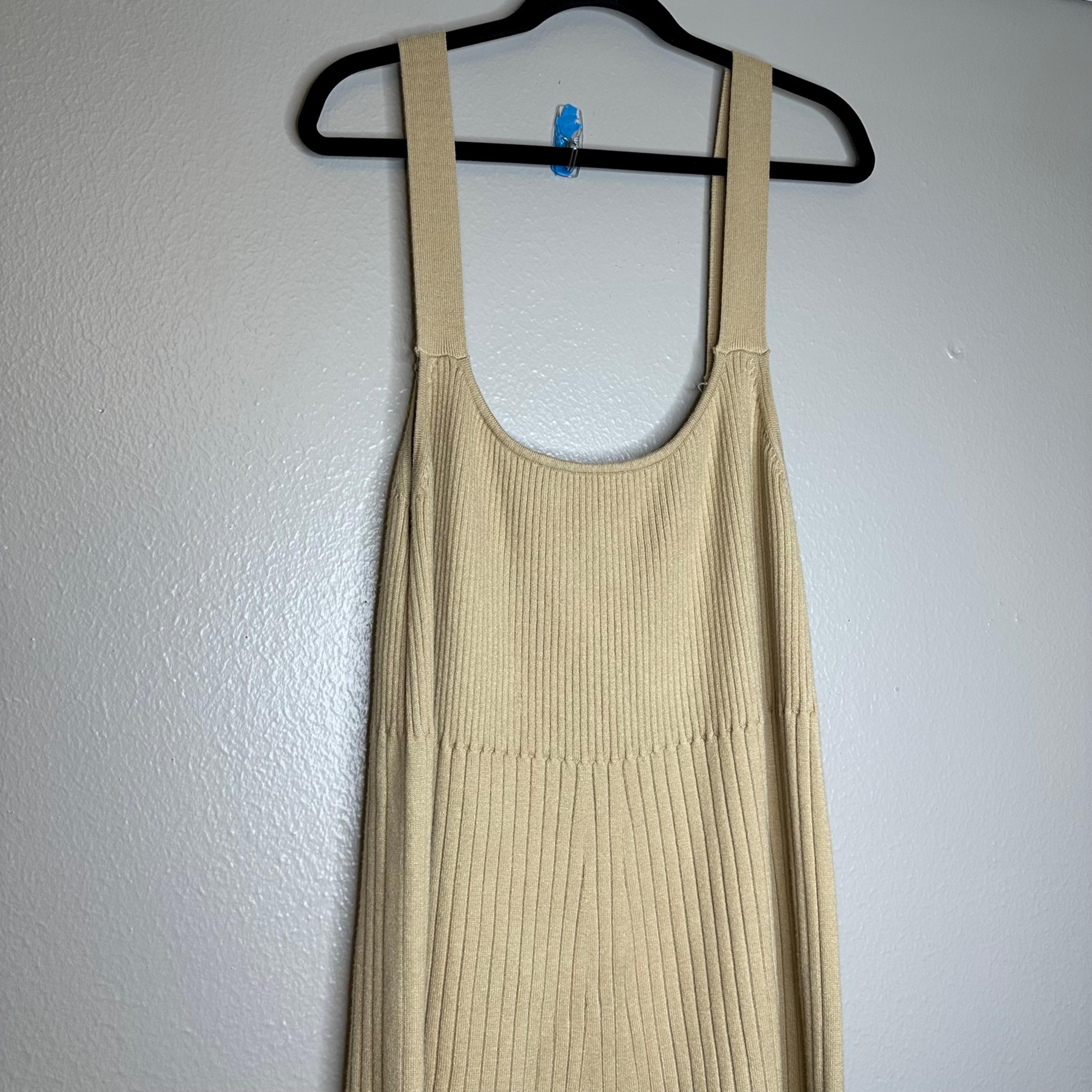 WAYF Gillian Ribbed Tank Dress In Khaki plus