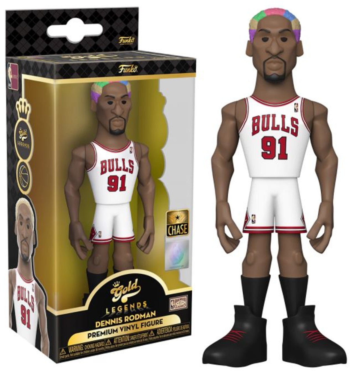 Bulls Funko Pop Vinyl Premium Gold Series Legends - NBA Basketball - Dennis Rodman 5" Chase Variant