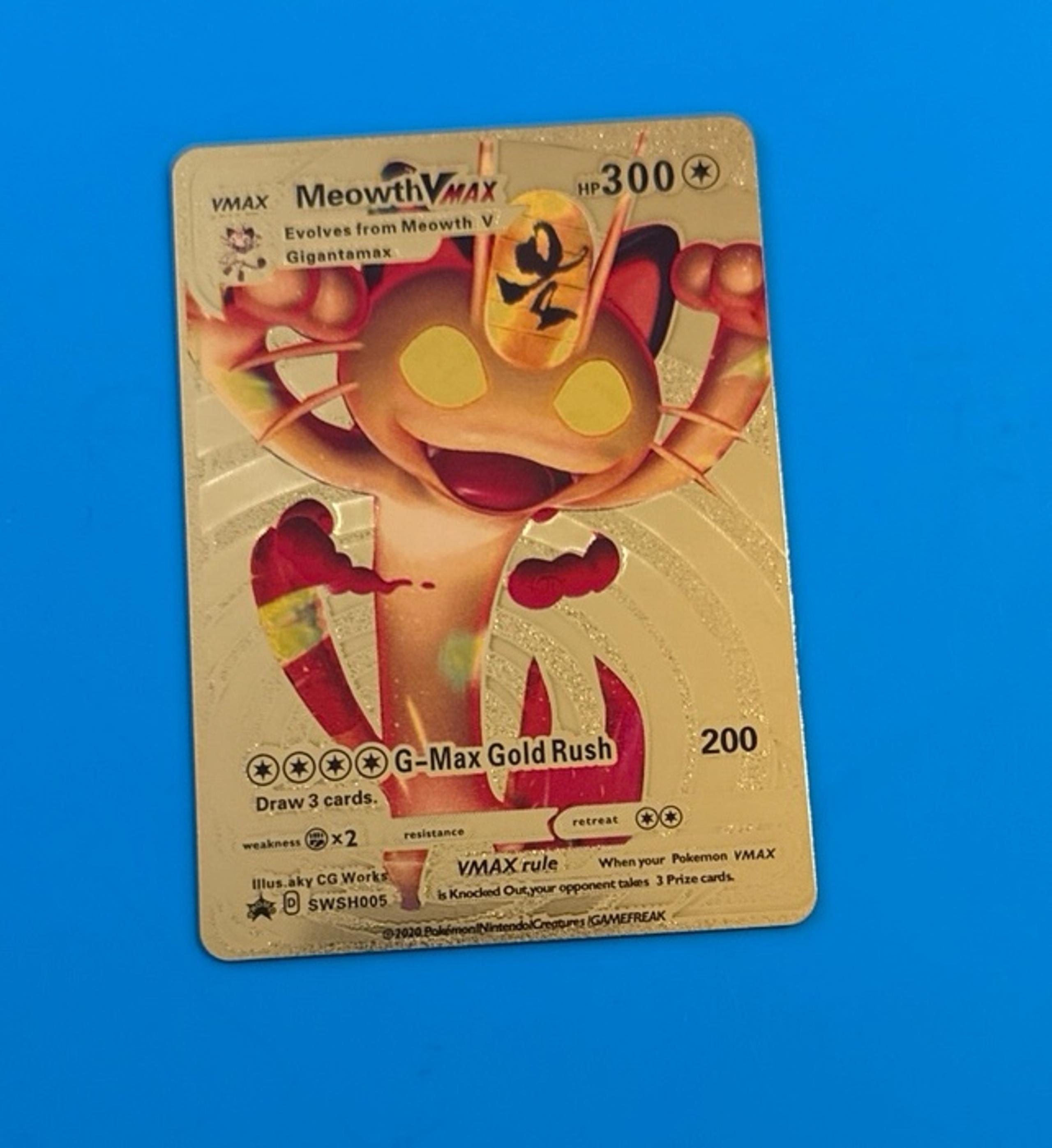 Meowth Vmax Rare Gold Foil Fan Art Mint