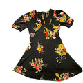 Free People | Dresses | Free People Neon Garden Dress Black Floral Crepe De  Chine Puff Sleeve Mini Sz 4