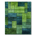 Modern Teal Green Geometric Block Area Rug