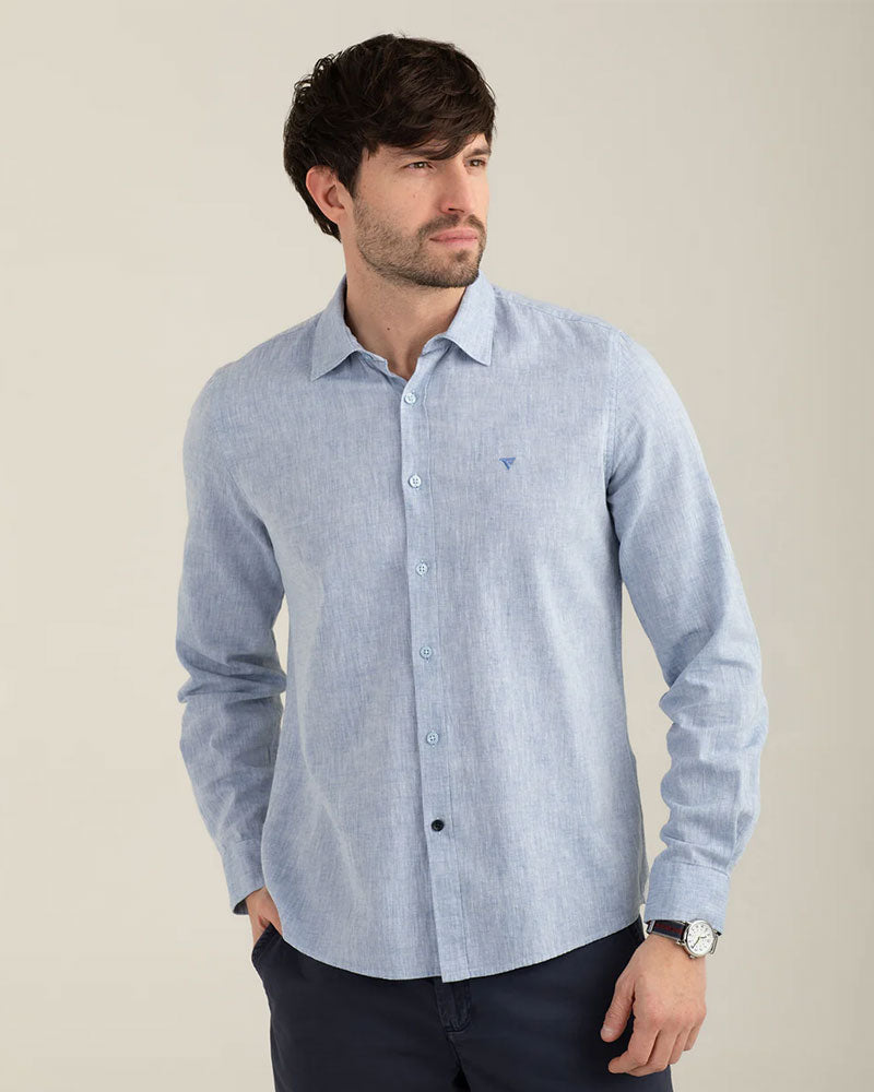 Fred Mello Camicia Manica Lunga Colore Middle Blue