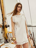 MILLE Clothing Dott Dress in White Embroidered Linen
