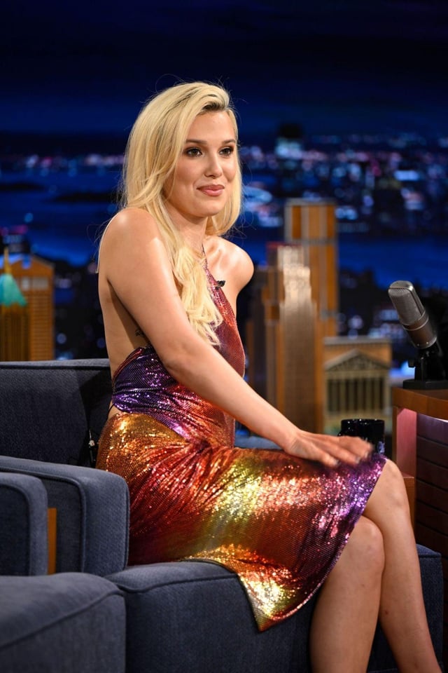 Millie Bobby Brown in Paco Rabanne on 'The Tonight Show Starring Jimmy  Fallon'. (March 11, 2025) : r/Fauxmoi
