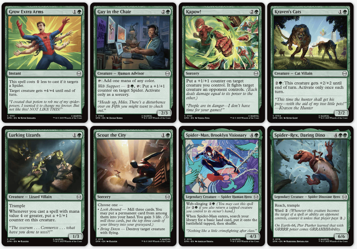 mtg spiderman list of cards All The Magic The Gathering Spider-Man Reveals So Far