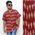 Maroon Handloom Ikat Shirt - SSEthnics