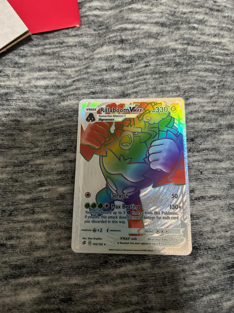 My kid's friend has this card and I've never seen one like it before. It is  real? Some type of special promo? Just a fake? Rillaboom VMAX with silver  back. : r/PokemonTCG
