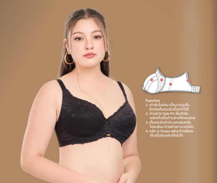 WIENNA Fullmoon (BigCup) เสื้อชั้นใน 4/5 Cup เสริมโครง เต้าซับบาง (NB44401) Wiennashop