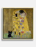 The Kiss with Cat by Gustav Klimt Canvas Print Oak