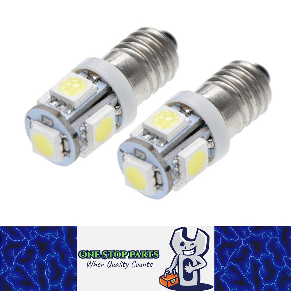 2PCS 12V E10 WHITE 5 SMD 360 DEGREE SCREW GLOBE REPLACEMENTS Vintage Cars